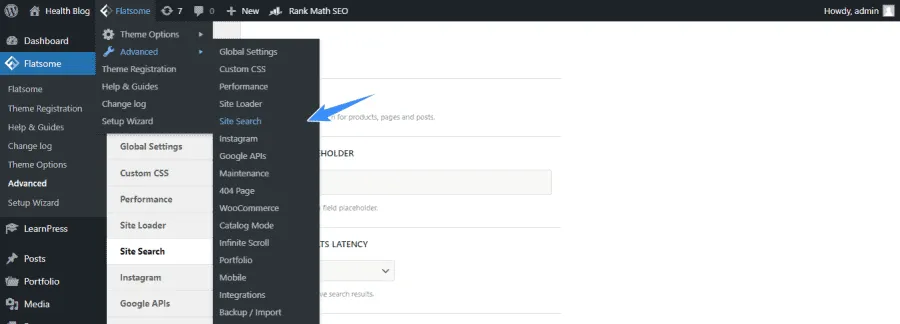 Cấu hình Site search