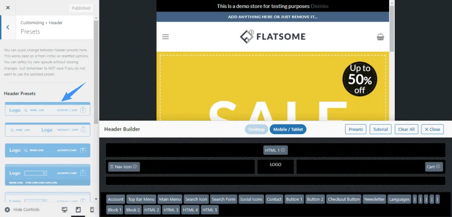 Tùy chỉnh Header và Footer