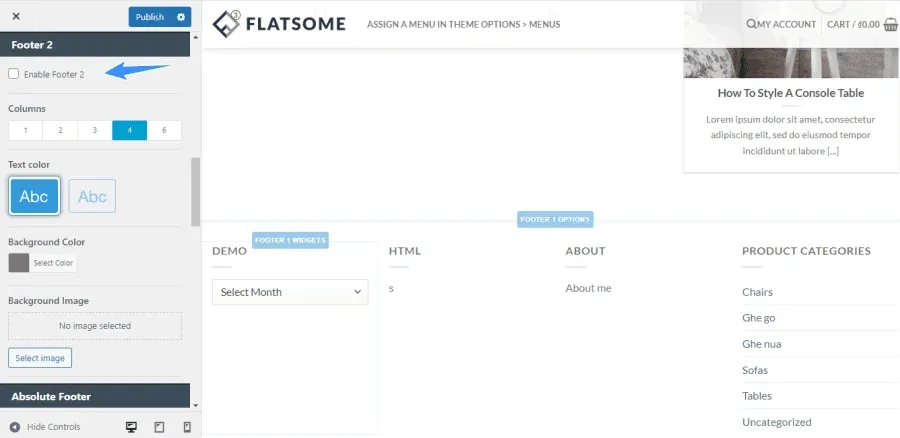 Tùy chỉnh Header và Footer